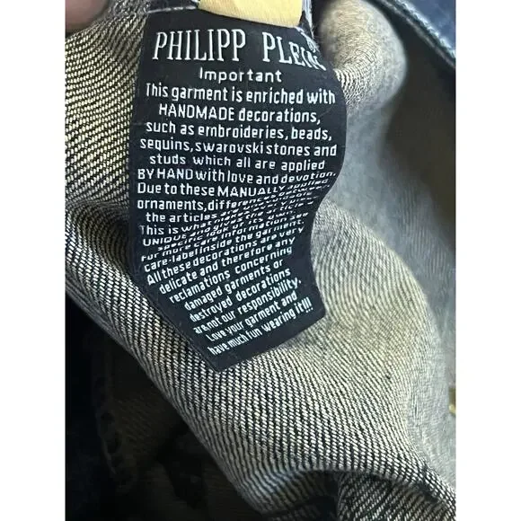 Philipp Plein Women's Denim Pencil Skirt Button front Military Sz M knee length - Picture 7 of 11